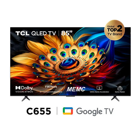 Televisor TCL QLED 85" Smart TV Ultra HD 4K Año 2024 Google TV 85C655