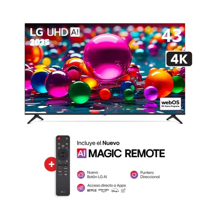 Televisor LG 43" UHD 4K Smart TV Año 2025 Con Magic Remote 43UA7300PSB