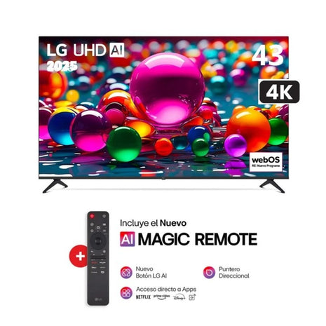 Televisor LG 43" UHD 4K Smart TV Año 2025 Con Magic Remote 43UA7300PSB