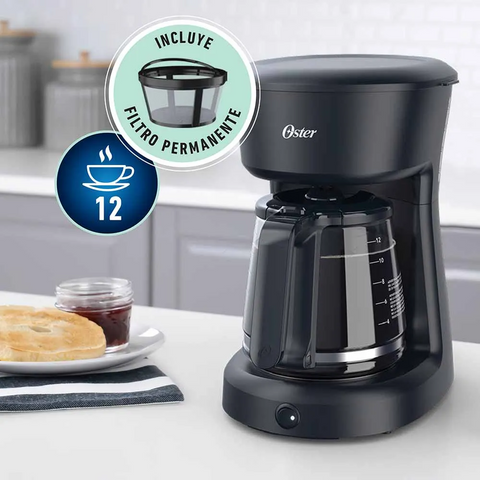 Cafetera OSTER de 12 Tazas con Filtro Permanente BVSTDCS12B-053